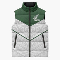 Custom New Zealand Maori Niho Taniwha Sleeveless Puffer Jacket LT9 Unisex Green - Polynesian Pride