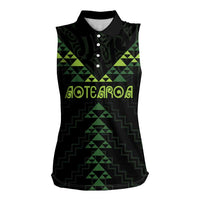 Custom New Zealand Maori Koru Koiri Motif Women Sleeveless Polo Shirt LT9 Female Green - Polynesian Pride