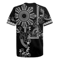 Filipino Sun Tribal Tattoo Rugby Jersey Philippines Inspired Barong Simple Black
