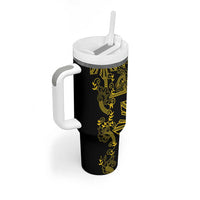 Filipino Sun Tribal Tattoo Tumbler With Handle Philippines Inspired Barong Simple Gold