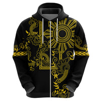 Filipino Sun Tribal Tattoo Zip Hoodie Philippines Inspired Barong Simple Gold