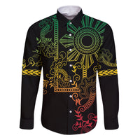 Filipino Sun Tribal Tattoo Family Matching Off Shoulder Short Dress and Hawaiian Shirt Philippines Inspired Barong Reggae Art