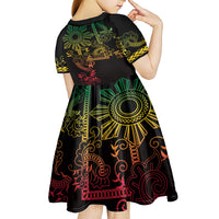 Filipino Sun Tribal Tattoo Kid Short Sleeve Dress Philippines Inspired Barong Reggae Art