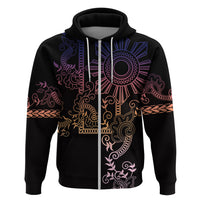 Filipino Sun Tribal Tattoo Zip Hoodie Philippines Inspired Barong Pink Art