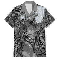 Pacific Beauty Girl Family Matching Long Sleeve Bodycon Dress and Hawaiian Shirt Black Polyneisan Tribal Vintage Motif