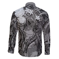 Pacific Beauty Girl Family Matching Tank Maxi Dress and Hawaiian Shirt Black Polyneisan Tribal Vintage Motif