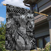 Pacific Beauty Girl Garden Flag Black Polyneisan Tribal Vintage Motif LT9 - Polynesian Pride
