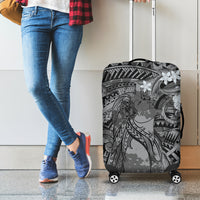 Pacific Beauty Girl Luggage Cover Black Polyneisan Tribal Vintage Motif