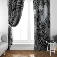 Pacific Beauty Girl Window Curtain Black Polyneisan Tribal Vintage Motif