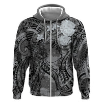 Pacific Beauty Girl Zip Hoodie Black Polyneisan Tribal Vintage Motif