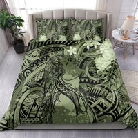 Pacific Beauty Girl Bedding Set Green Polyneisan Tribal Vintage Motif