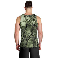 Pacific Beauty Girl Men Tank Top Green Polyneisan Tribal Vintage Motif LT9 - Polynesian Pride
