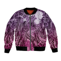 Pacific Beauty Girl Bomber Jacket Pink Polyneisan Tribal Vintage Motif