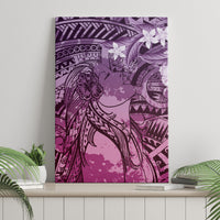 Pacific Beauty Girl Canvas Wall Art Pink Polyneisan Tribal Vintage Motif