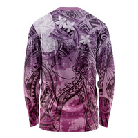 Pacific Beauty Girl Long Sleeve Shirt Pink Polyneisan Tribal Vintage Motif