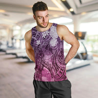 Pacific Beauty Girl Men Tank Top Pink Polyneisan Tribal Vintage Motif LT9 Pink - Polynesian Pride