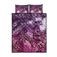 Pacific Beauty Girl Quilt Bed Set Pink Polyneisan Tribal Vintage Motif