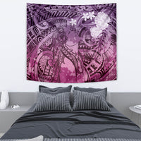 Pacific Beauty Girl Tapestry Pink Polyneisan Tribal Vintage Motif