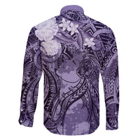 Pacific Beauty Girl Family Matching Short Sleeve Bodycon Dress and Hawaiian Shirt Violet Polyneisan Tribal Vintage Motif