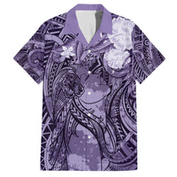 Pacific Beauty Girl Family Matching Tank Maxi Dress and Hawaiian Shirt Violet Polyneisan Tribal Vintage Motif