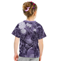 Pacific Beauty Girl Kid T Shirt Violet Polyneisan Tribal Vintage Motif LT9 - Polynesian Pride