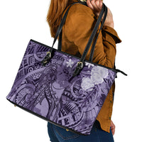 Pacific Beauty Girl Leather Tote Bag Violet Polyneisan Tribal Vintage Motif LT9 - Polynesian Pride