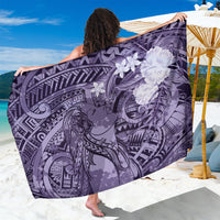 Pacific Beauty Girl Sarong Violet Polyneisan Tribal Vintage Motif
