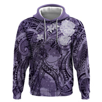 Pacific Beauty Girl Zip Hoodie Violet Polyneisan Tribal Vintage Motif