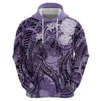 Pacific Beauty Girl Zip Hoodie Violet Polyneisan Tribal Vintage Motif