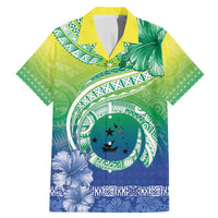 Malpampa Vanuatu Family Matching Mermaid Dress and Hawaiian Shirt Hibiscus Sand Drawing with Pacific Pattern LT9 Dad's Shirt - Short Sleeve Green Art - Polynesian Pride