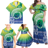 Malpampa Vanuatu Family Matching Off Shoulder Maxi Dress and Hawaiian Shirt Hibiscus Sand Drawing with Pacific Pattern LT9 - Polynesian Pride