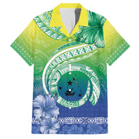 Malpampa Vanuatu Family Matching Short Sleeve Bodycon Dress and Hawaiian Shirt Hibiscus Sand Drawing with Pacific Pattern LT9 Dad's Shirt - Short Sleeve Green Art - Polynesian Pride