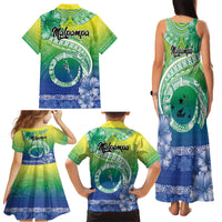 Malpampa Vanuatu Family Matching Tank Maxi Dress and Hawaiian Shirt Hibiscus Sand Drawing with Pacific Pattern LT9 - Polynesian Pride
