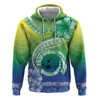 Malpampa Vanuatu Zip Hoodie Hibiscus Sand Drawing with Pacific Pattern