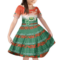Penama Vanuatu Family Matching Short Sleeve Bodycon Dress and Hawaiian Shirt Hibiscus Sand Drawing with Pacific Pattern LT9 Daughter's Dress Red Art - Polynesian Pride