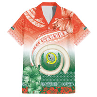 Penama Vanuatu Family Matching Short Sleeve Bodycon Dress and Hawaiian Shirt Hibiscus Sand Drawing with Pacific Pattern LT9 Dad's Shirt - Short Sleeve Red Art - Polynesian Pride