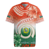 Penama Vanuatu Rugby Jersey Hibiscus Sand Drawing with Pacific Pattern