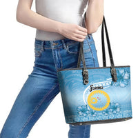 Sanma Vanuatu Leather Tote Bag Hibiscus Sand Drawing with Pacific Pattern LT9 - Polynesian Pride