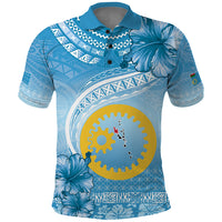 Sanma Vanuatu Polo Shirt Hibiscus Sand Drawing with Pacific Pattern