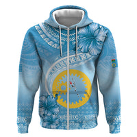 Sanma Vanuatu Zip Hoodie Hibiscus Sand Drawing with Pacific Pattern