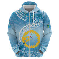 Sanma Vanuatu Zip Hoodie Hibiscus Sand Drawing with Pacific Pattern
