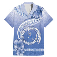 Shefa Vanuatu Family Matching Mermaid Dress and Hawaiian Shirt Hibiscus Sand Drawing with Pacific Pattern LT9 Dad's Shirt - Short Sleeve Blue Art - Polynesian Pride