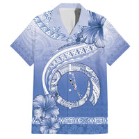Shefa Vanuatu Family Matching Short Sleeve Bodycon Dress and Hawaiian Shirt Hibiscus Sand Drawing with Pacific Pattern LT9 Dad's Shirt - Short Sleeve Blue Art - Polynesian Pride