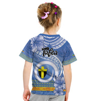 Tafea Vanuatu Kid T Shirt Hibiscus Sand Drawing with Pacific Pattern