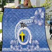 Tafea Vanuatu Quilt Hibiscus Sand Drawing with Pacific Pattern LT9 Blue Art - Polynesian Pride