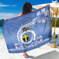 Tafea Vanuatu Sarong Hibiscus Sand Drawing with Pacific Pattern LT9 One Size 44 x 66 inches Blue Art - Polynesian Pride