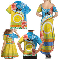 Torba Vanuatu Family Matching Summer Maxi Dress and Hawaiian Shirt Hibiscus Sand Drawing with Pacific Pattern