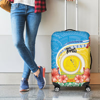 Torba Vanuatu Luggage Cover Hibiscus Sand Drawing with Pacific Pattern