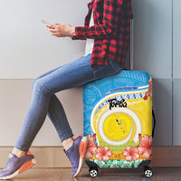 Torba Vanuatu Luggage Cover Hibiscus Sand Drawing with Pacific Pattern