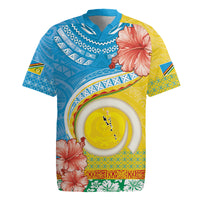 Torba Vanuatu Rugby Jersey Hibiscus Sand Drawing with Pacific Pattern